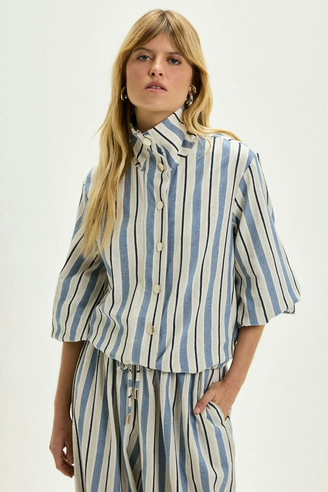 Imagem de Jaqueta Glaucia Listrado Denim Le Blog